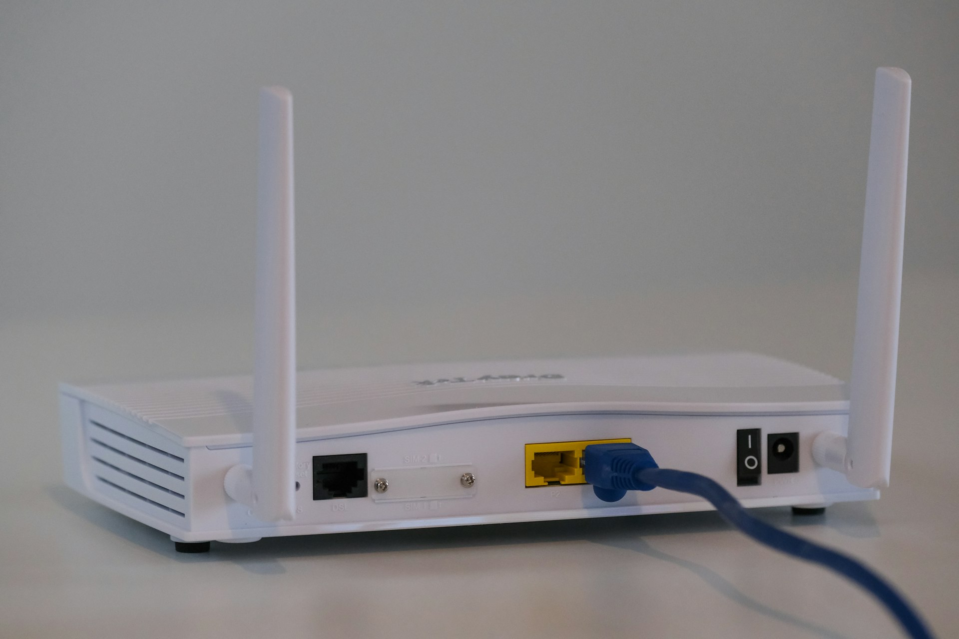 Network router with ethernet cables and wireless connectivity